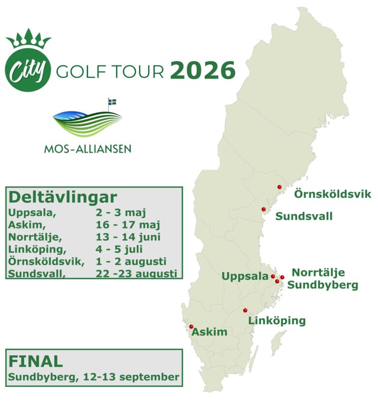 City Golf Tour 2026 tävlingsorter